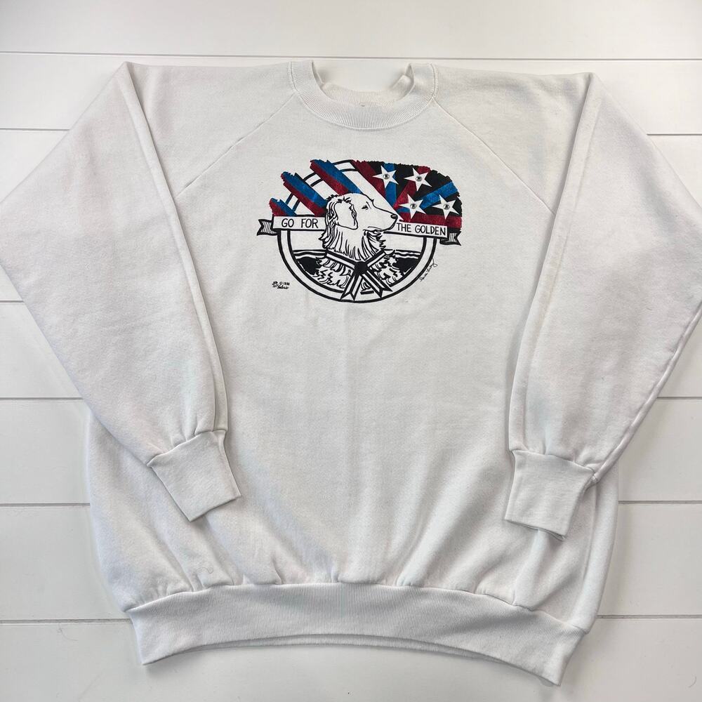 Fruit of the Loom Golden Retriever Vintage Graphic Sweatshirts Size XL patriotic